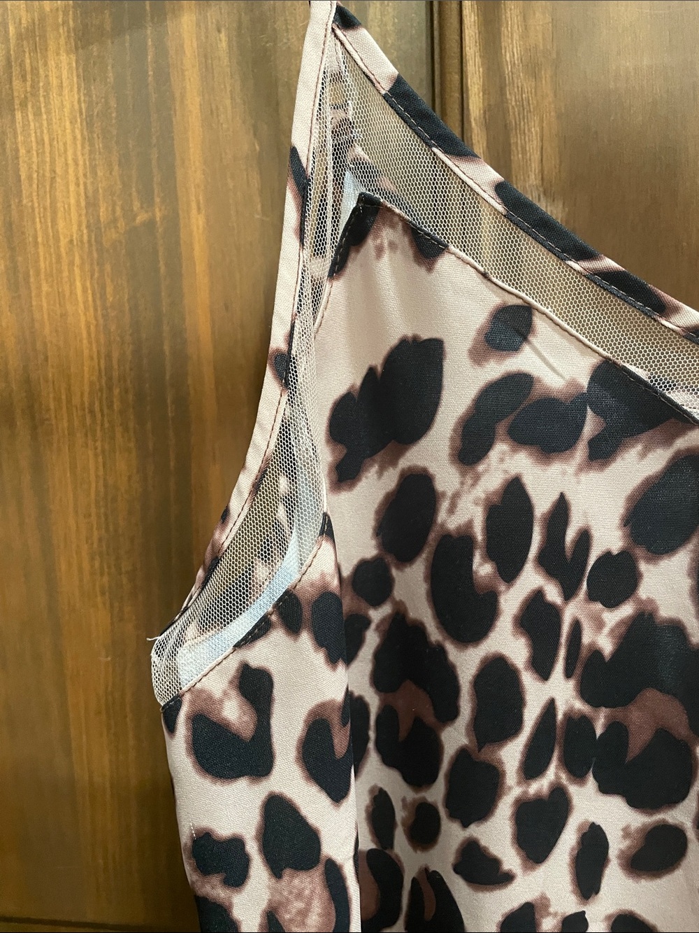 Leopard Print Satin Cami Top - Brown/Black - Picture 3 of 6